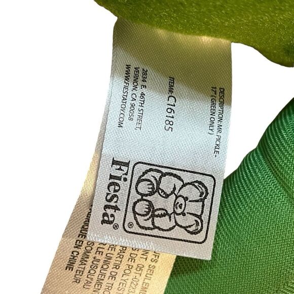 Fiesta Mr. Pickle Stuffed Plush Toy Green NWT pet free smoke free home - Picture 7 of 11